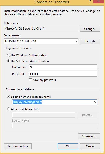 select your Data base